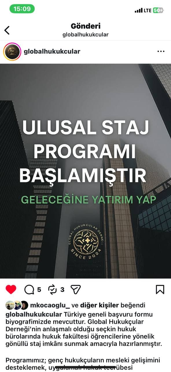 Ulusal Staj Programı Başlamıştır