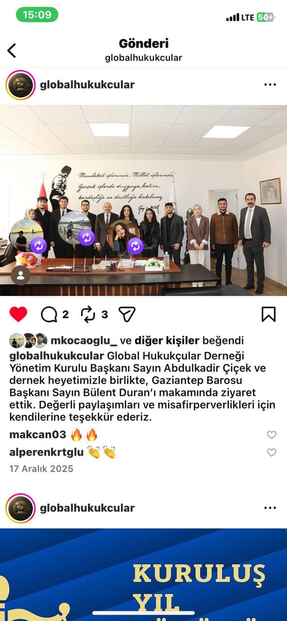 Gaziantep Barosu Başkanı Bülent Duran Ziyareti